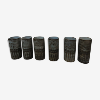 Set of 6 glazed ceramic cups