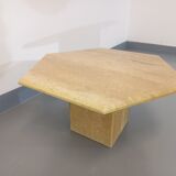 Vintage travertine hexagonal coffee table from the 70s 80s
