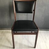 Set of 4 vintage dining chairs in Rosewood and leatherette , 1960s
