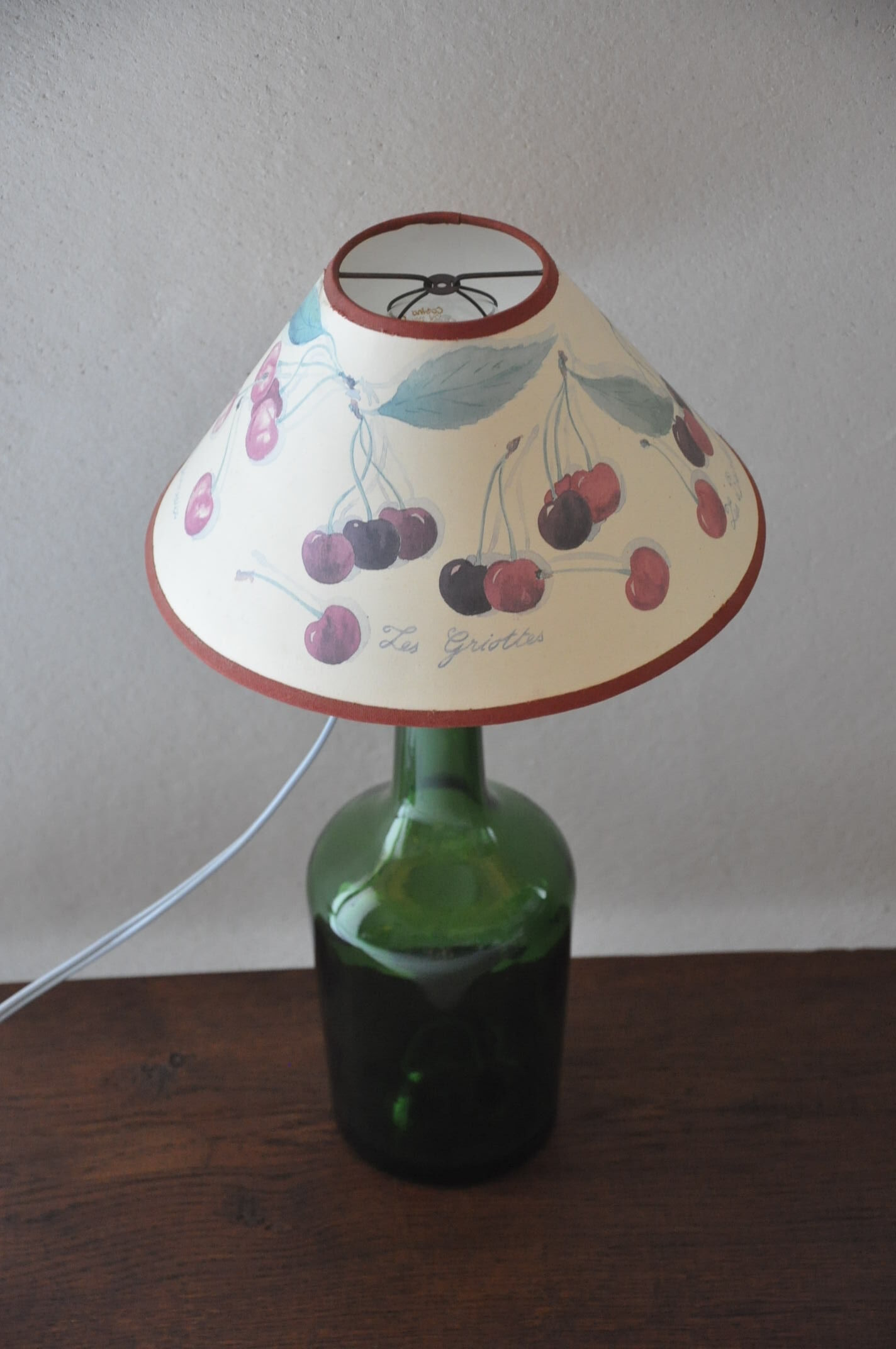 Lampe bouteille en verre vert