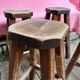 Set of 4 old vintage brutalist fir bar stools