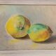 Oil painting still life with two lemons 1960 signed