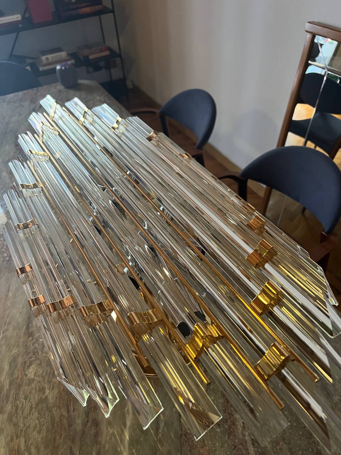 Vintage 1960’s Venini Style Murano Glass Ceiling Chandelier Light