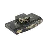 Art deco inkwell desk set black veined marble inkwell pen holder 20cm