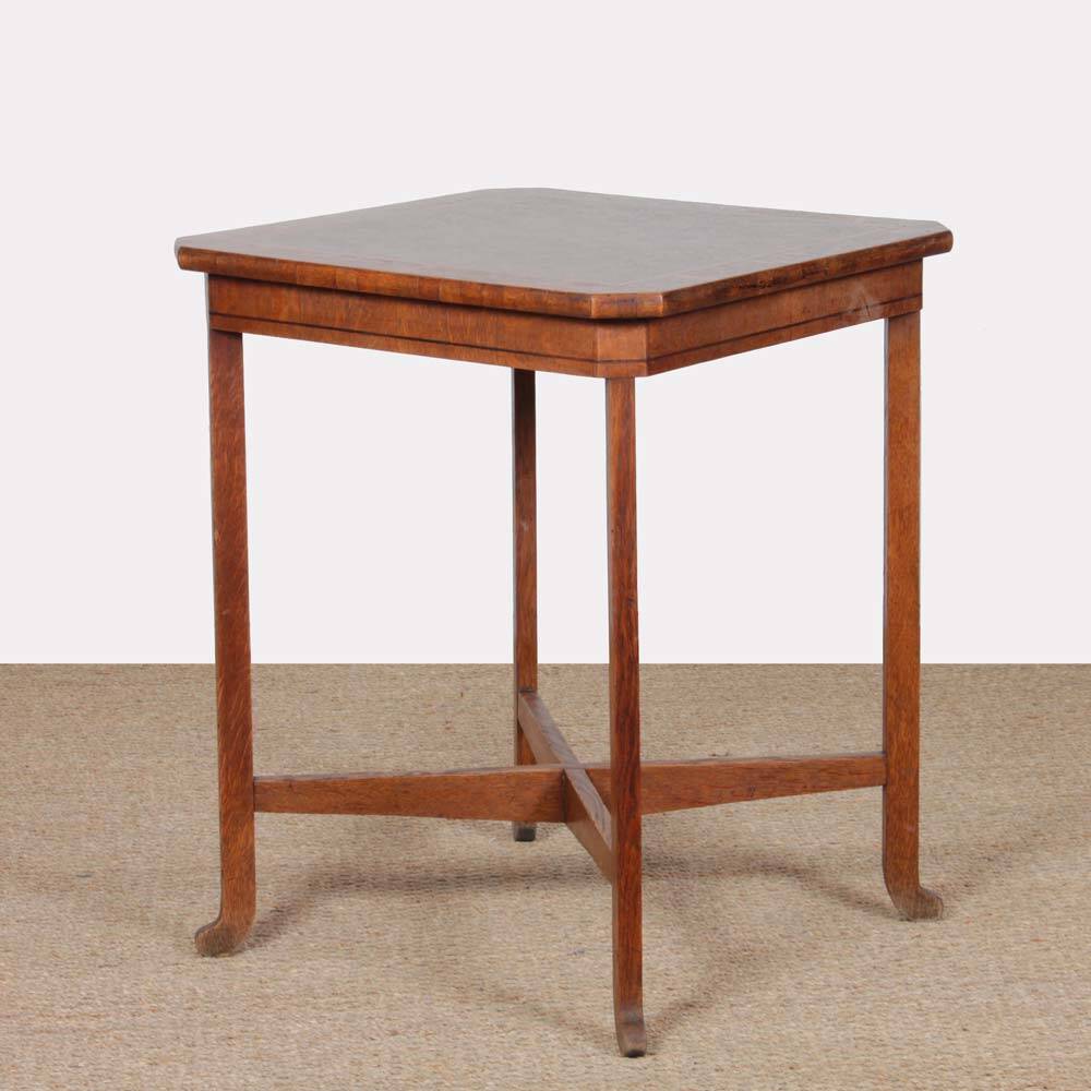 Square game table in marquetry, early 20th century