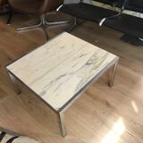 Table basse en marbre de Calacatta et structure  chromée circa 1975