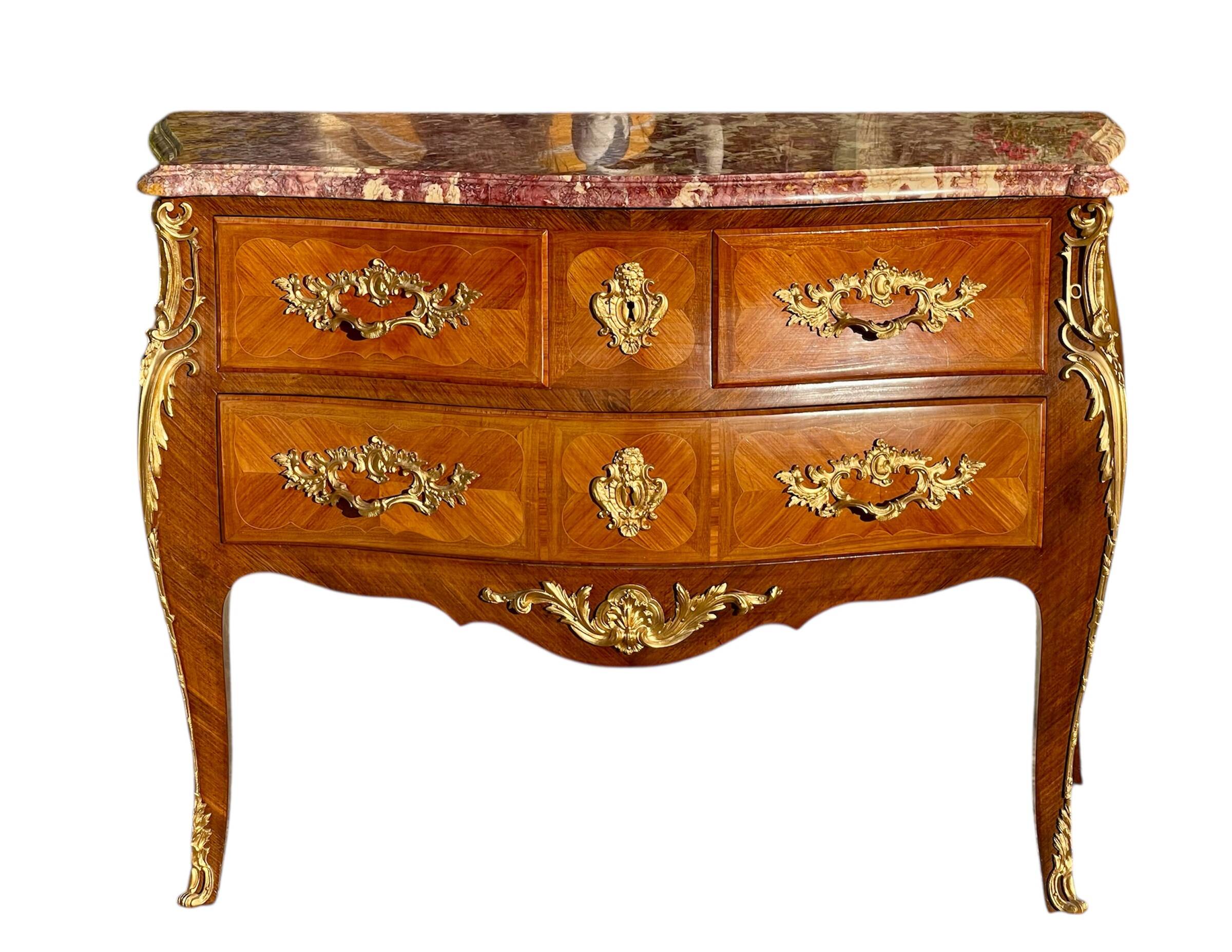 Louis XV Style Marquetry Commode