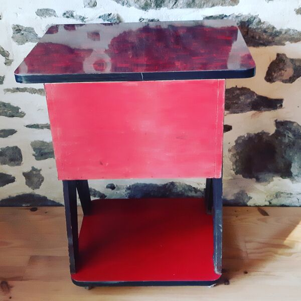 Chevet bout de canapé en bois et formica des années 50