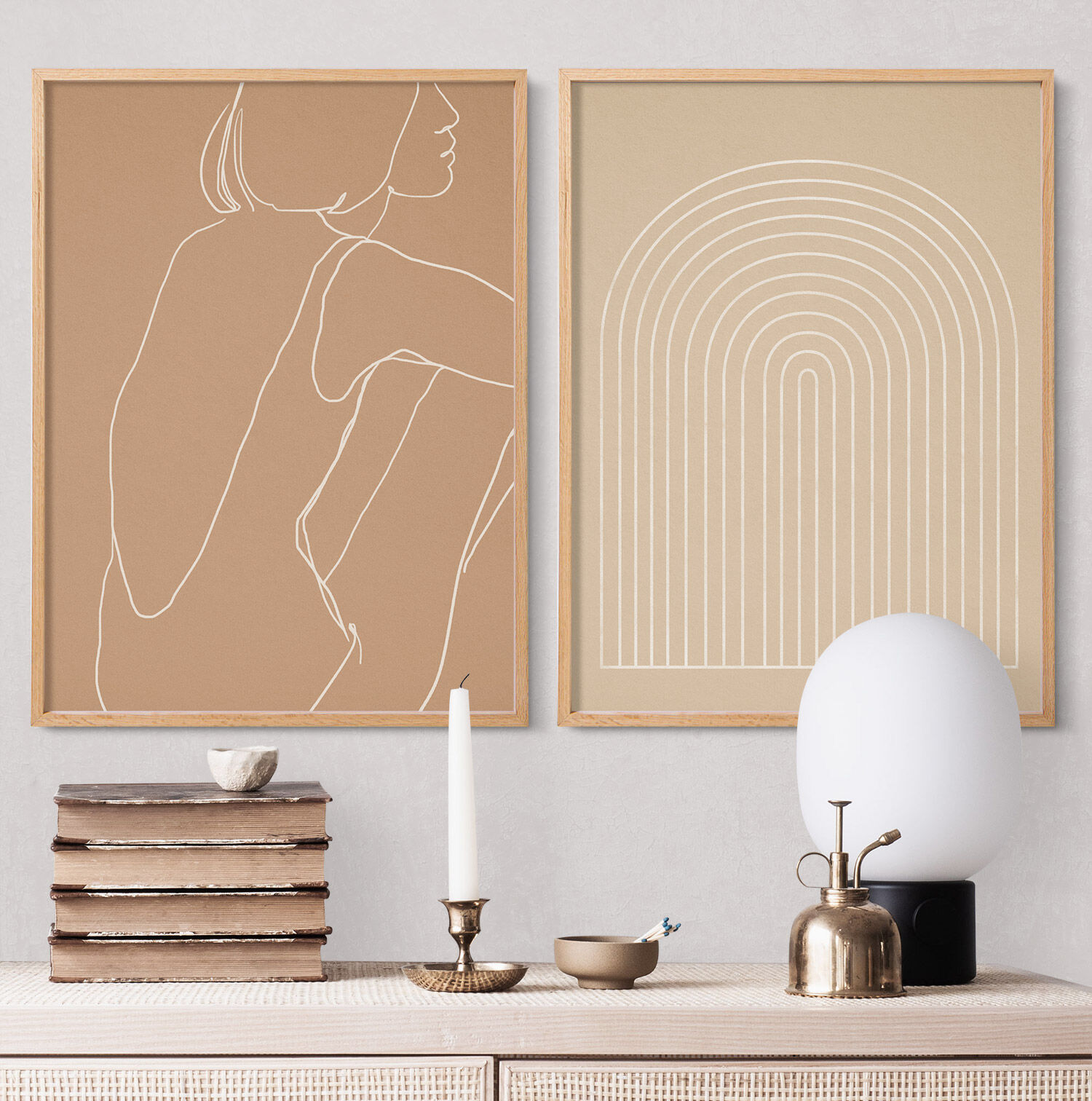 Pair of giclee prints, abstract wall art set of two, 50x70cm