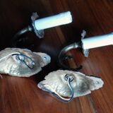 Set of 2 bronze wall chandeliers 1 fire
