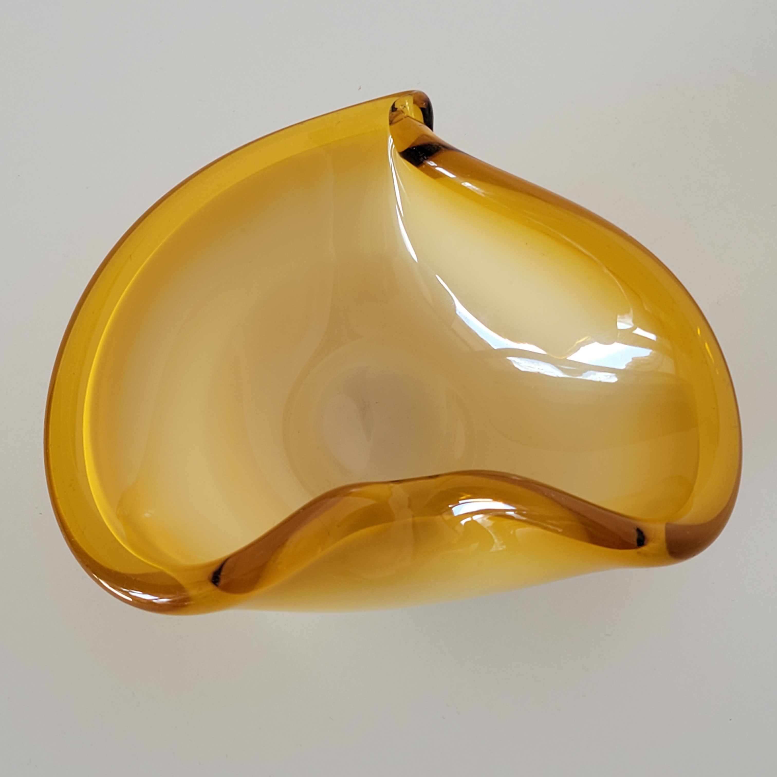 Empty pocket vintage yellow Murano glass bowl