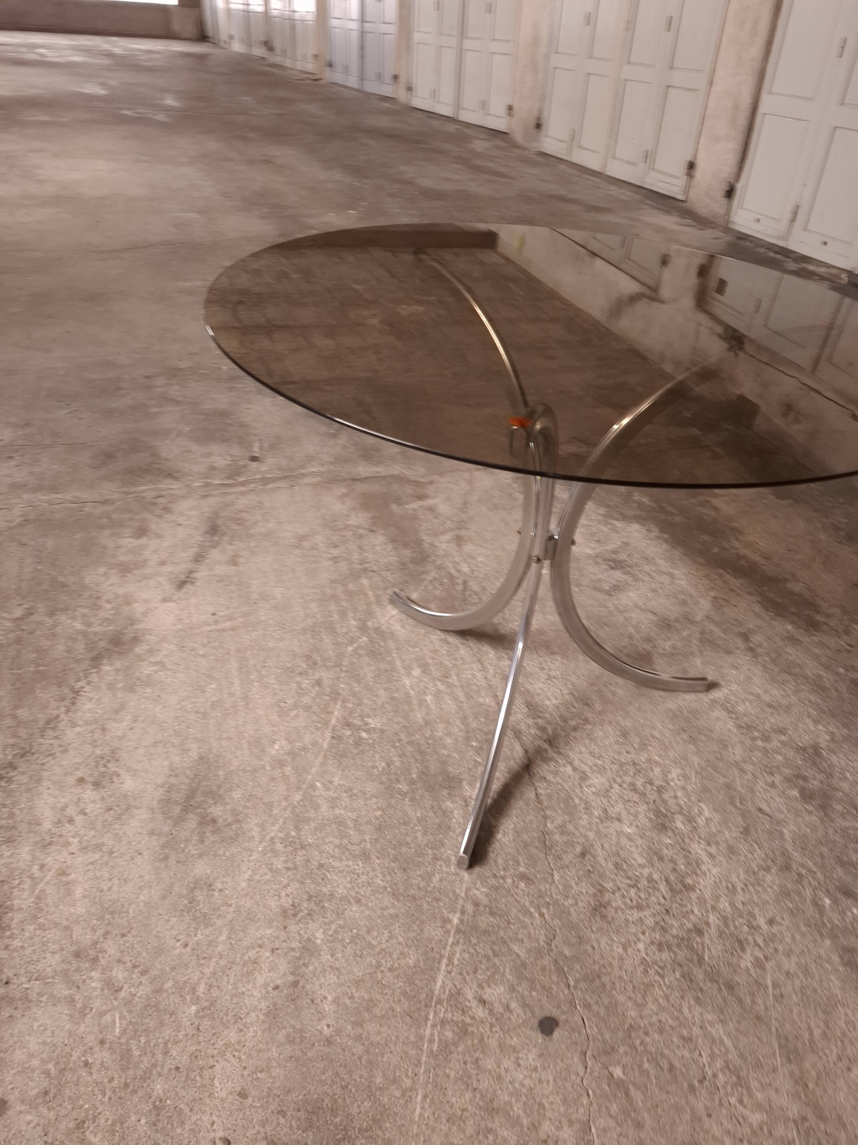 70's table Smoked glass, chrome legs