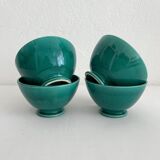 4 antique vintage green ceramic bowls