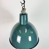 Industrial Petrol Enamel Factory Pendant Lamp, 1960s