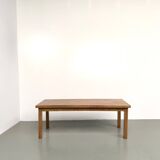 Solid oak farmhouse table, square legs.