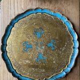 Florentine tray golden and turquoise blue