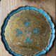 Florentine tray golden and turquoise blue