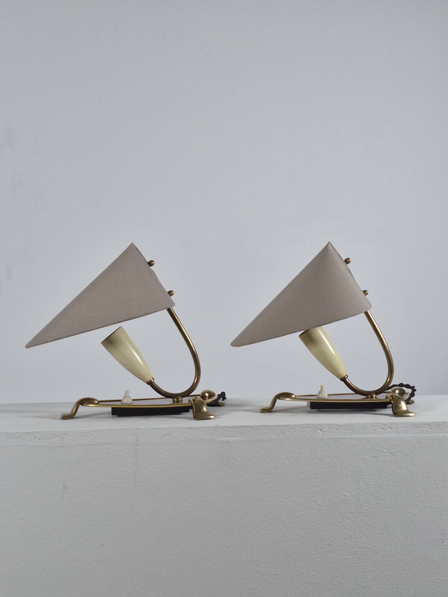 Pair of vintage brass wall or table lamps from the 1950s.