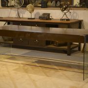 Desk design in melamine, glass and chrome 1980s