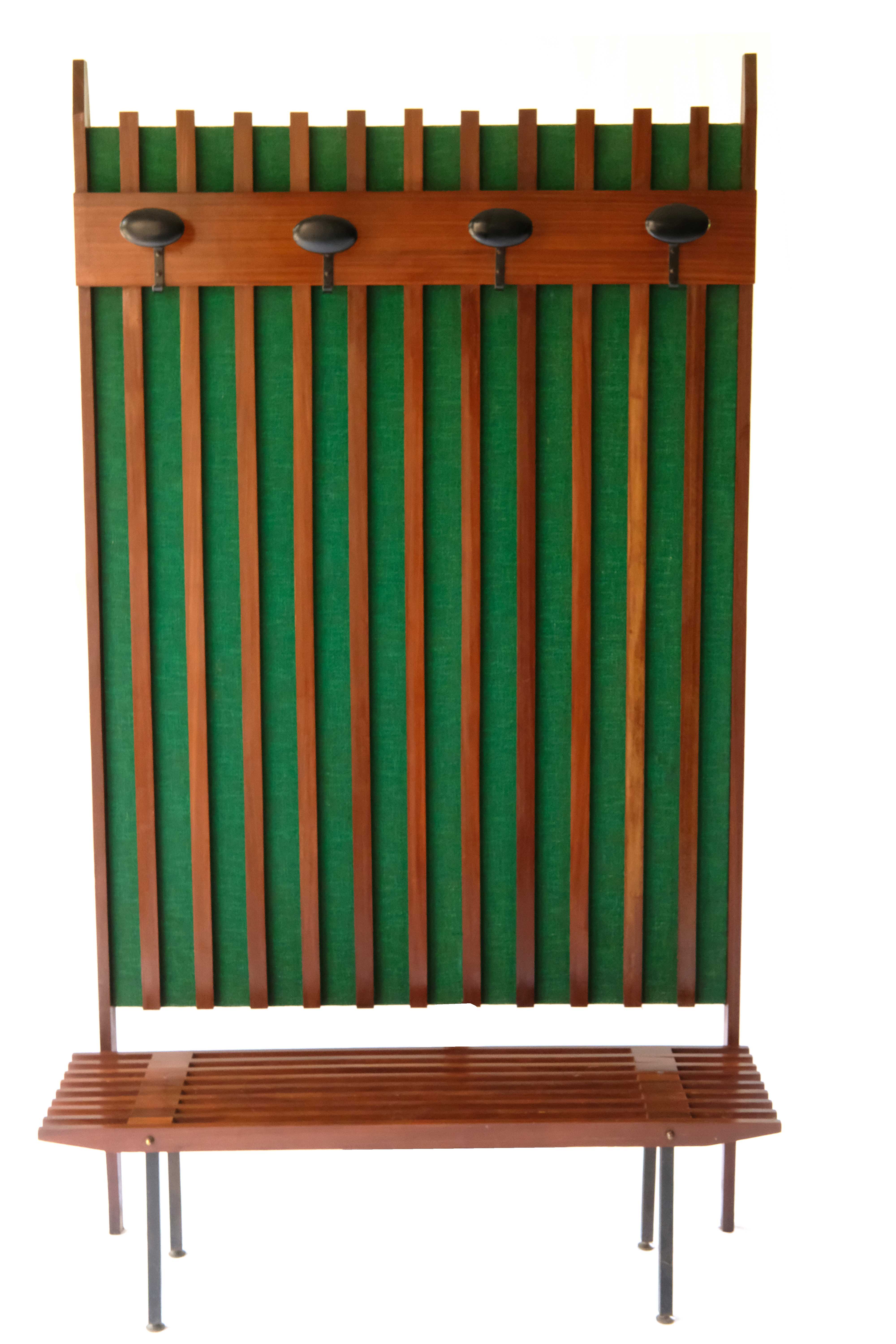 Vintage Wall-Mounted Hall-Stand with a Bench, Italy 1970's