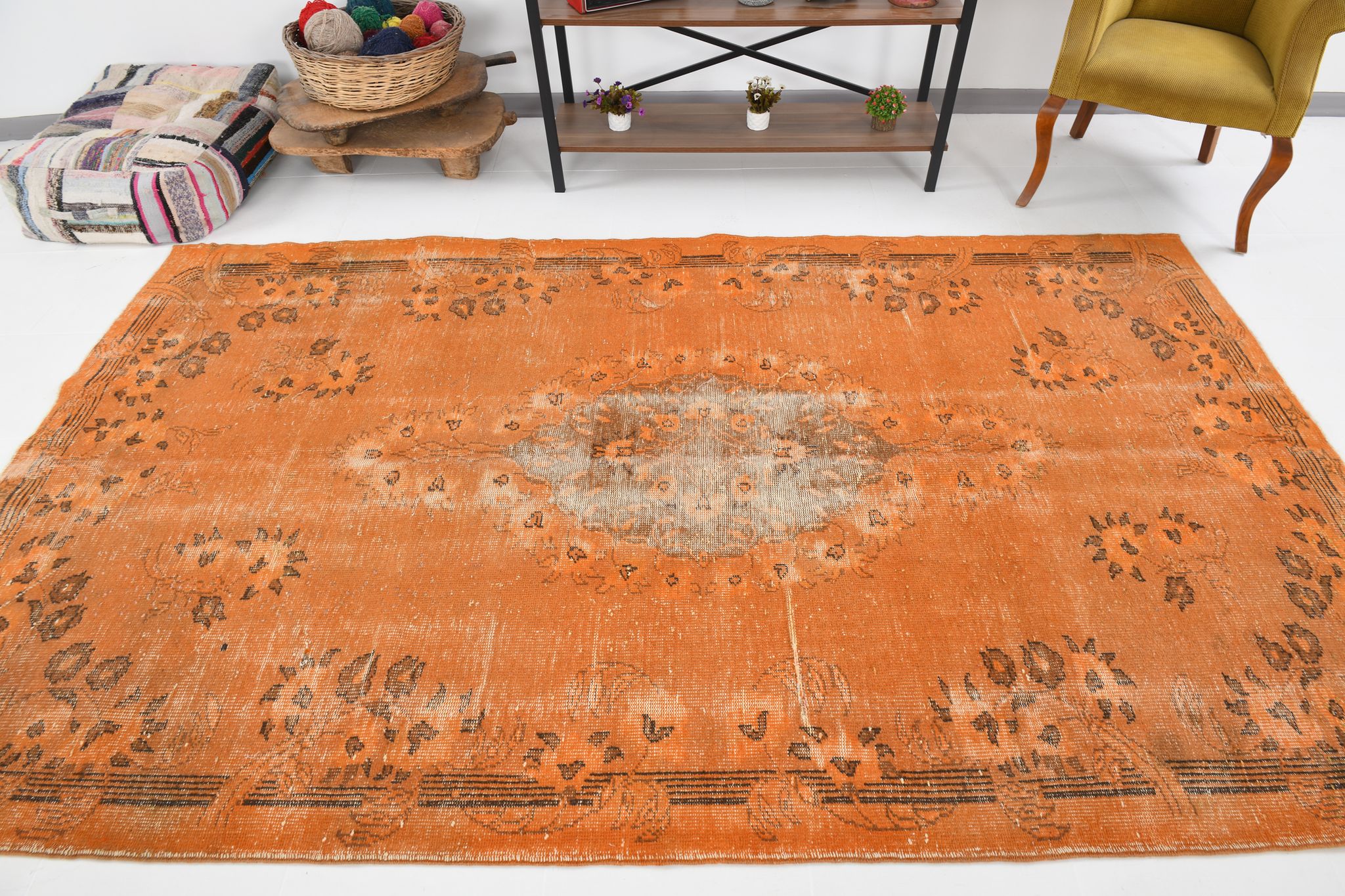 Orange wool turkish rug 299x178cm