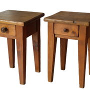 Pair of vintage country bedside tables oak and fir