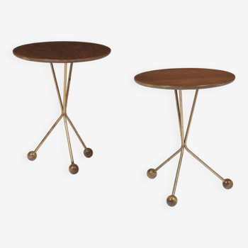 Rare pair of side tables or bedside tables by Albert Larsson, Scandinavian design, circa 1960