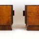 Tables de chevet Art Déco restaurées avec plateaux en verre noir, années 1950, lot de 2