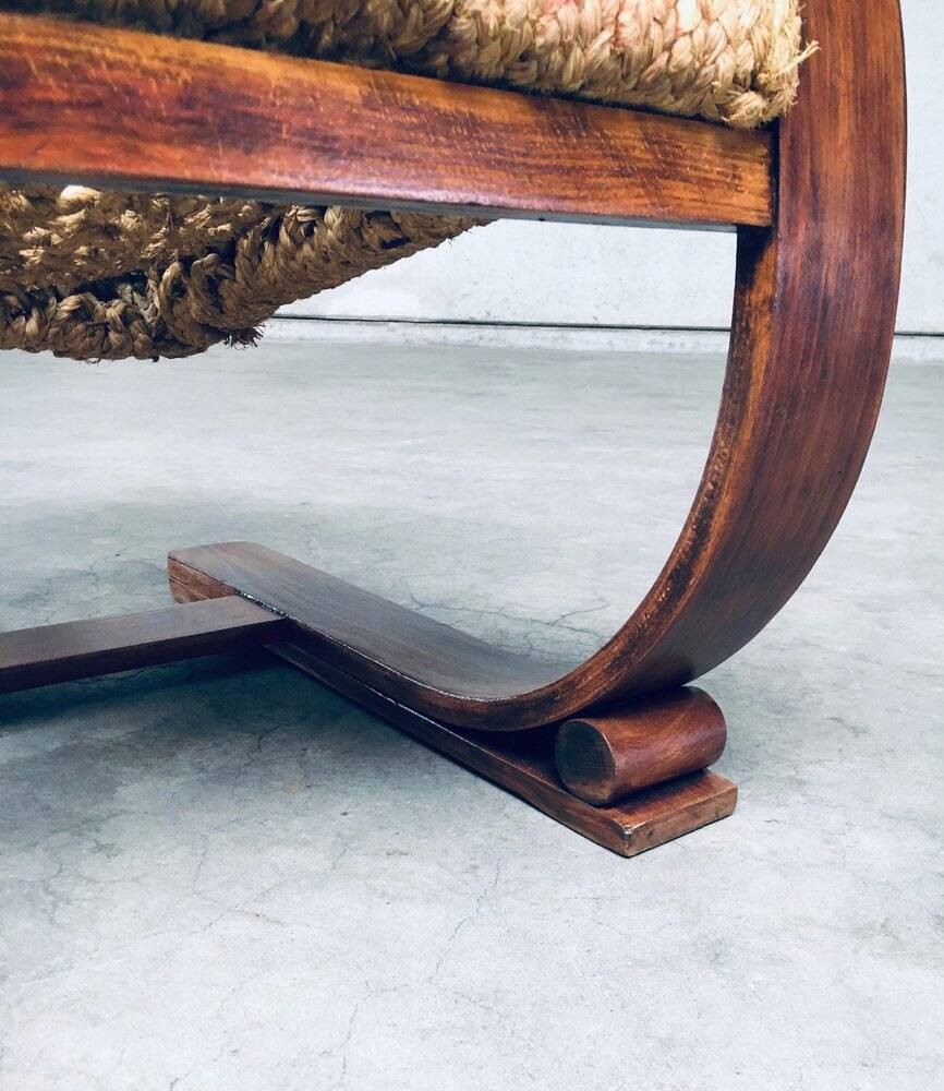 Rope Lounge Chair by Adrien Audoux & Frida Minet for Vibo Vesoul, France, 1940s