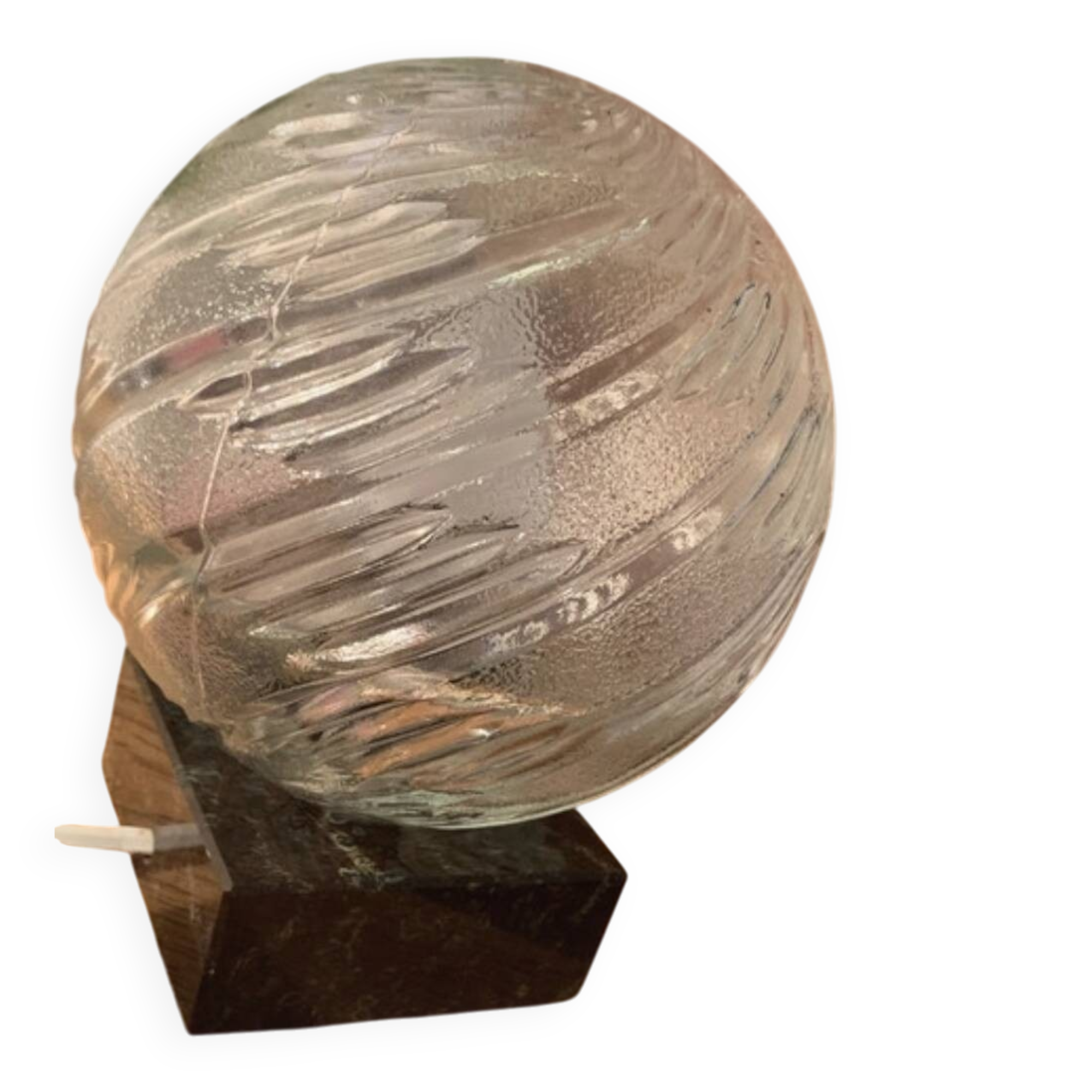 Mid-Century Table Lamp – Cut Glass Globe & Marble Base