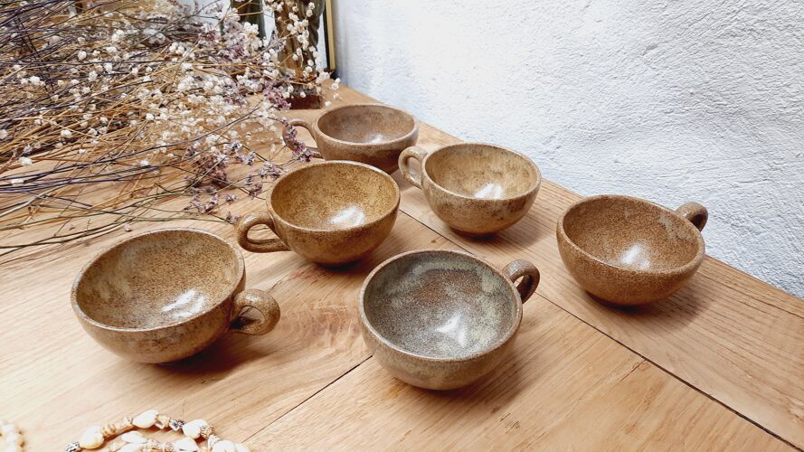 Set 6 glazed stoneware