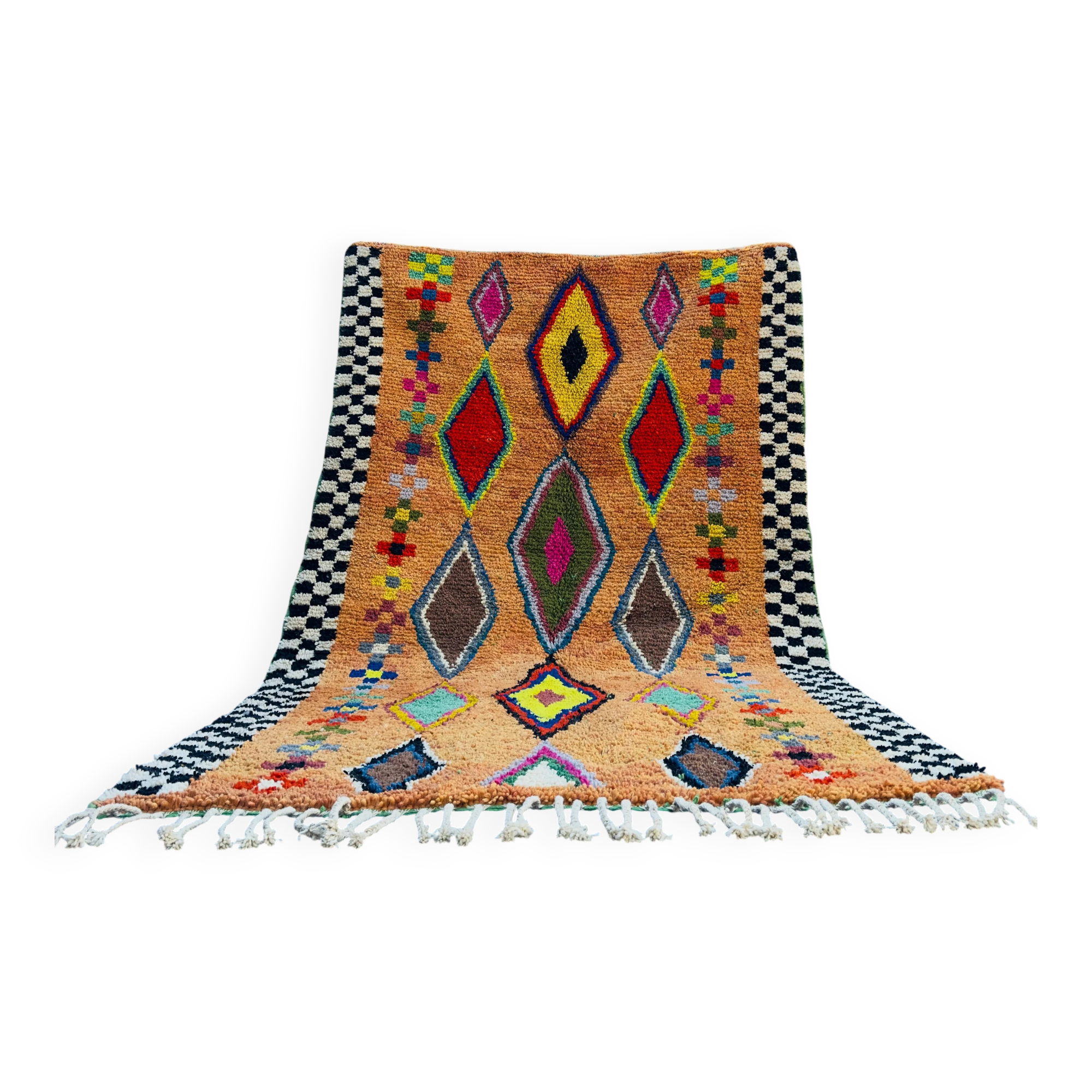 Handmade Berber rug, natural wool, 3x2 m