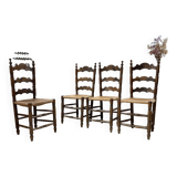 Set of rustic Provençal mulched chairs