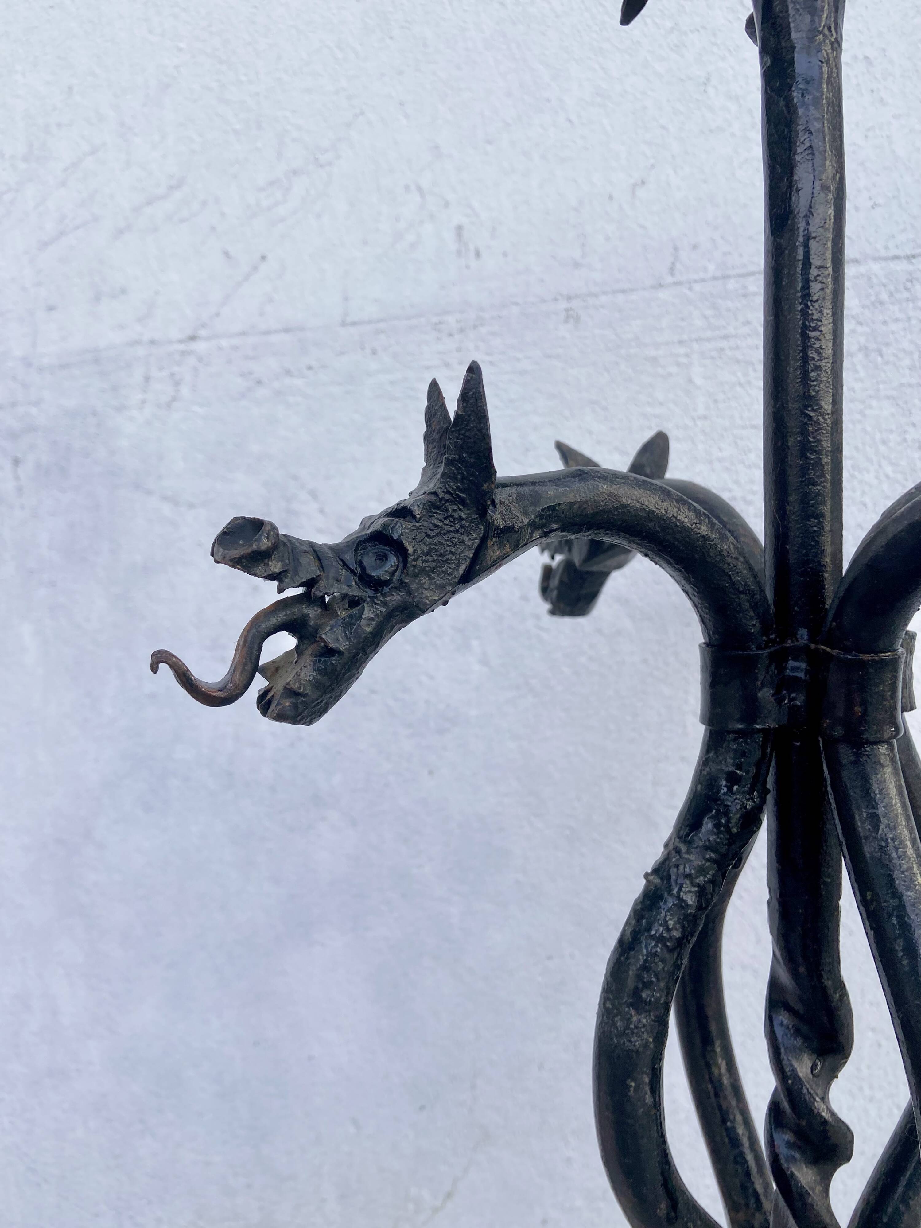 Black wrought iron fireplace tool set