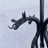 Black wrought iron fireplace tool set