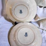 2 flat blue iron earth plates in Gien earthenware