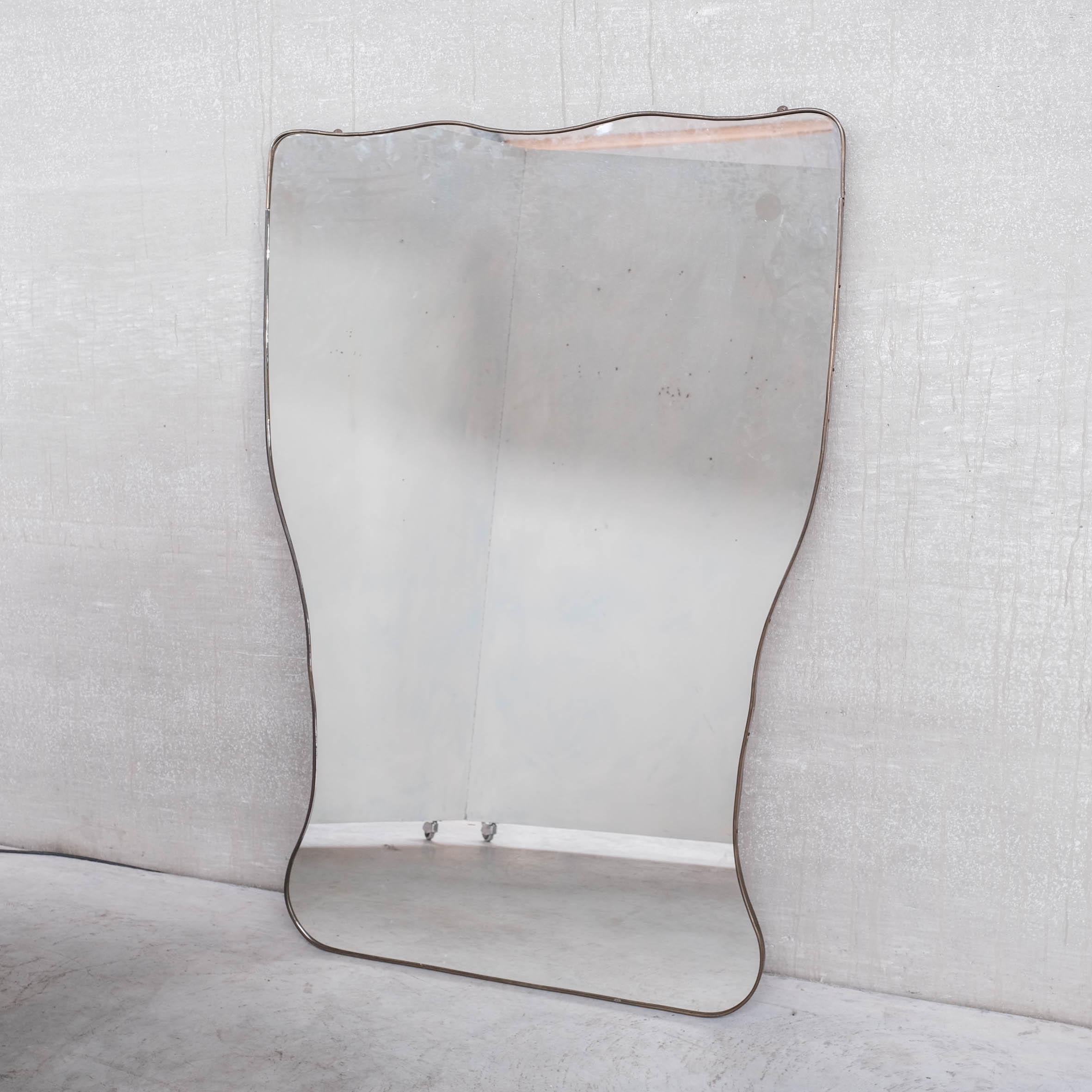 Xl mid-century brass italian mirror