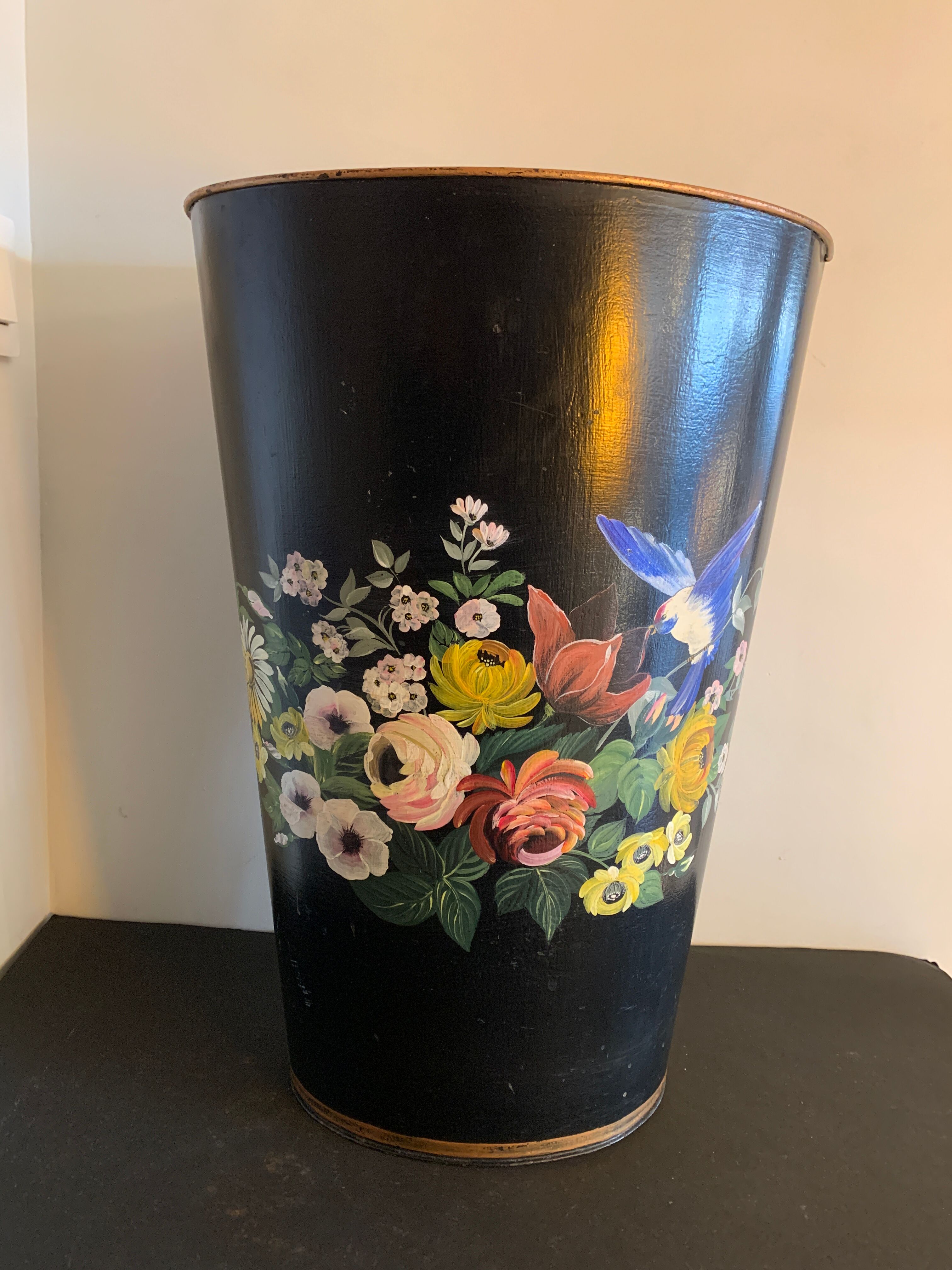 Napoleon III painted sheet metal umbrella or paper basket