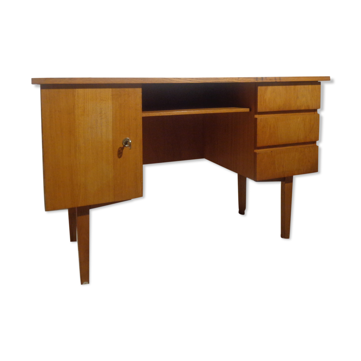 Scandinavian vintage light wood desk of the 60s