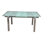 Table à manger italienne extensible rectangulaire en verre 210cm