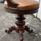 Mid-19th century solid walnut harpist's chair