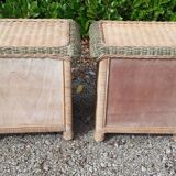 Paires de chevets en osier 1 tiroir vintage