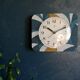 Vintage clock rectangular silent wall clock "Jaz blue white ochre"