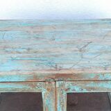 Old blue wooden display case