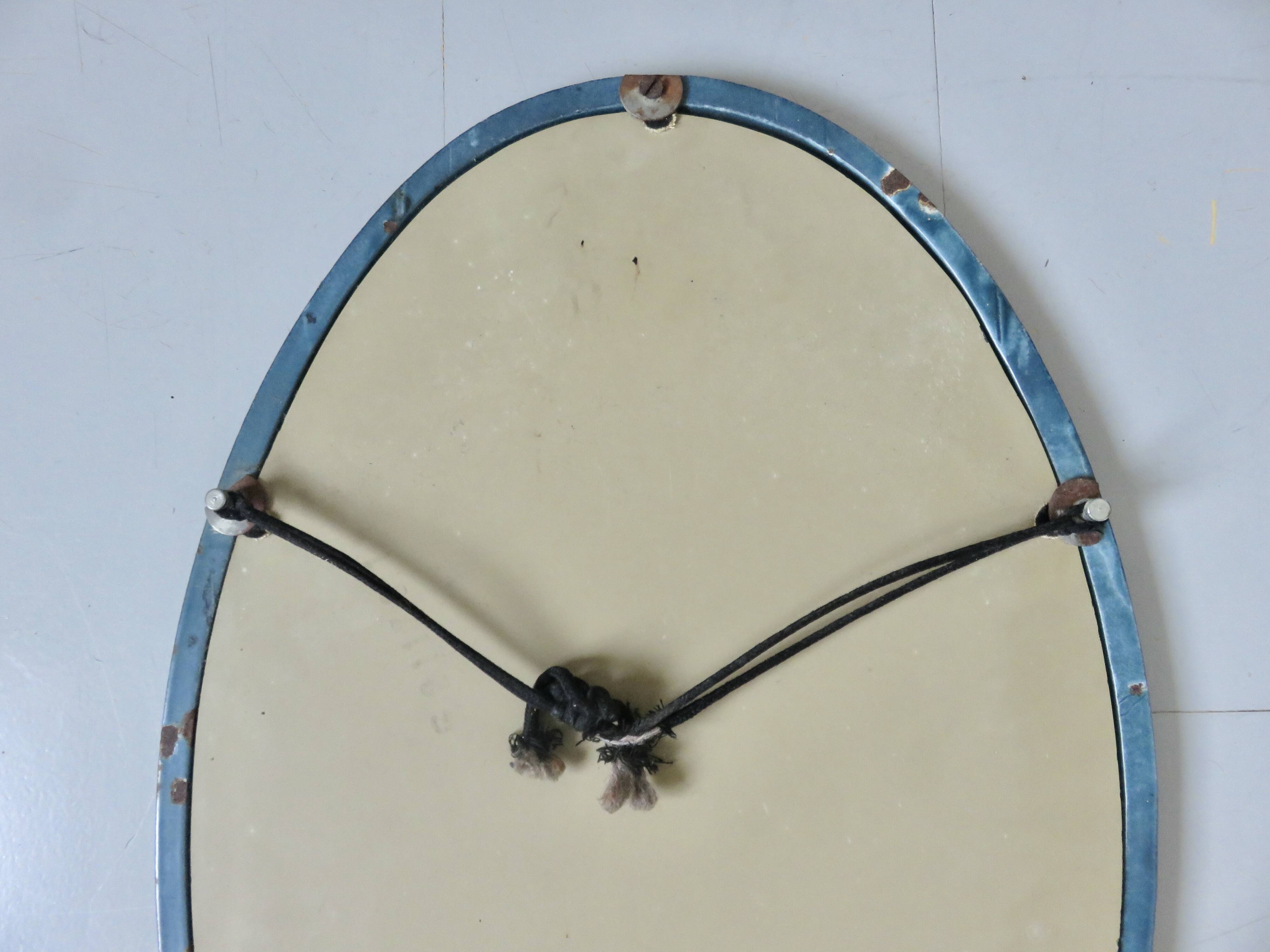 Art Nouveau mirror in blue enamelled cast iron in the style of Hector Guimard.