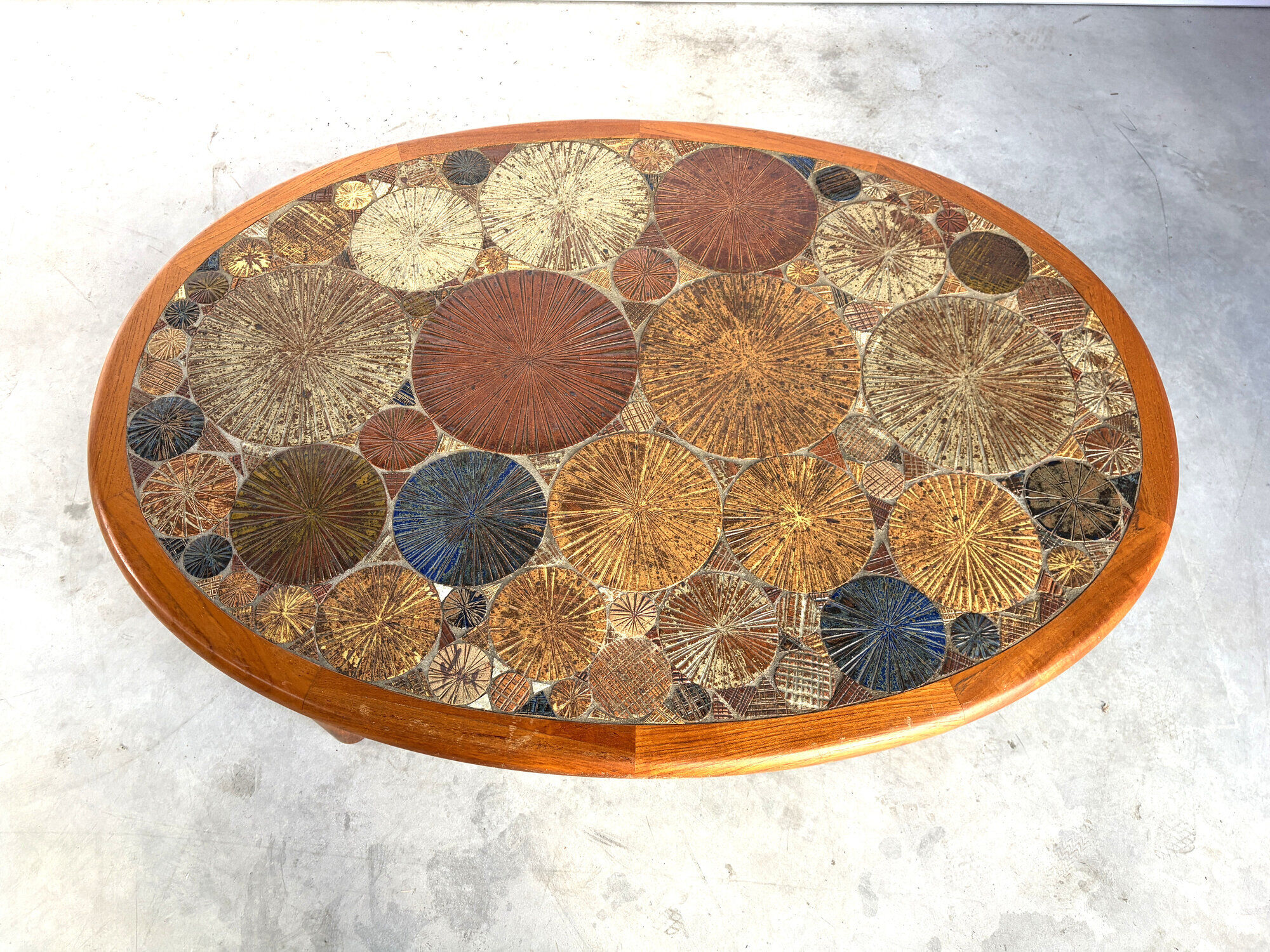 Mid-century Danish teak and tile Tue Poulsen coffee table by Haslev, 1960s