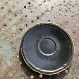 Coffee service composed of 5 cups and saucers in black earthenware and different colored interiors