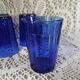 9 antique cobalt blue water glasses