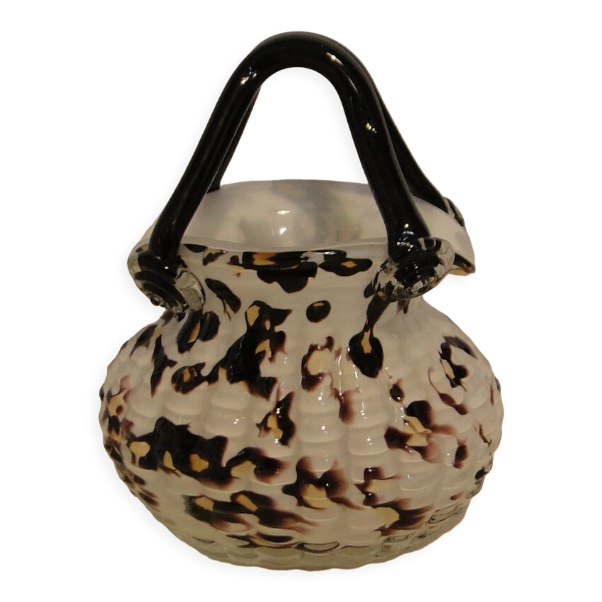handbag basket vase hand blown Murano glass