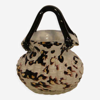 handbag basket hand blown Murano glass vase